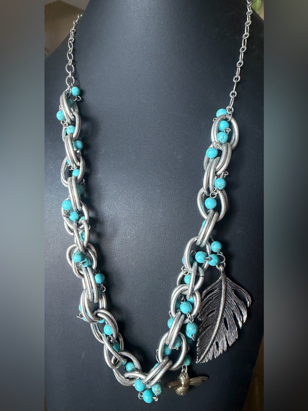 Fossil multi-strand silver-tone necklace